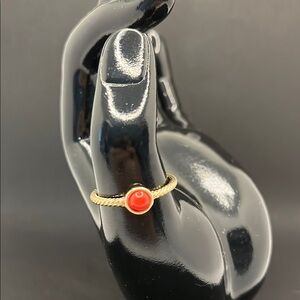 Elegant Gold and Coral Ring
